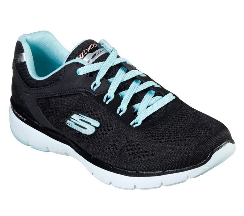 Skechers Flex Appeal 3.0 - Womens Sneakers Black/Turquoise [AU-NQ5916]